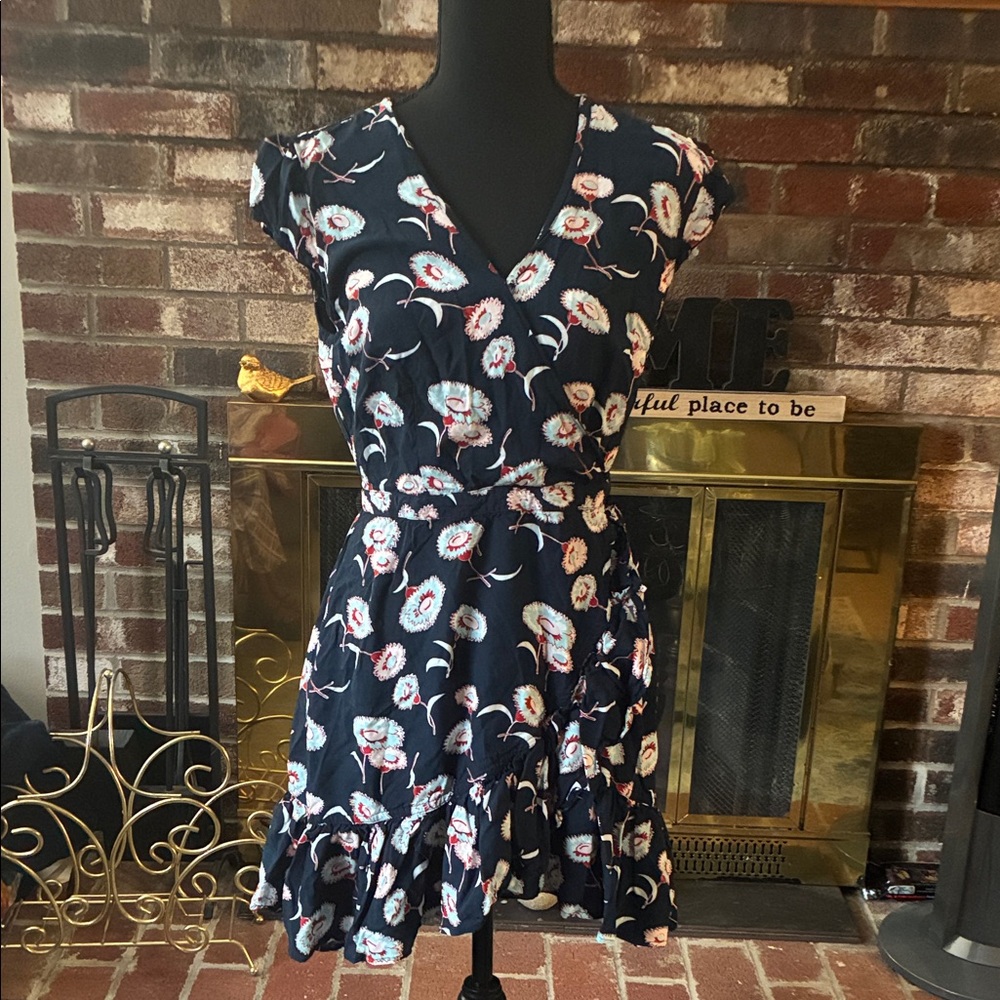 Floral V-Neck Ruffle Dress #B